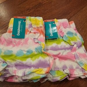 NWT twins set girls spring tie-dye polka dot ruffle line bubble shorts size 2T